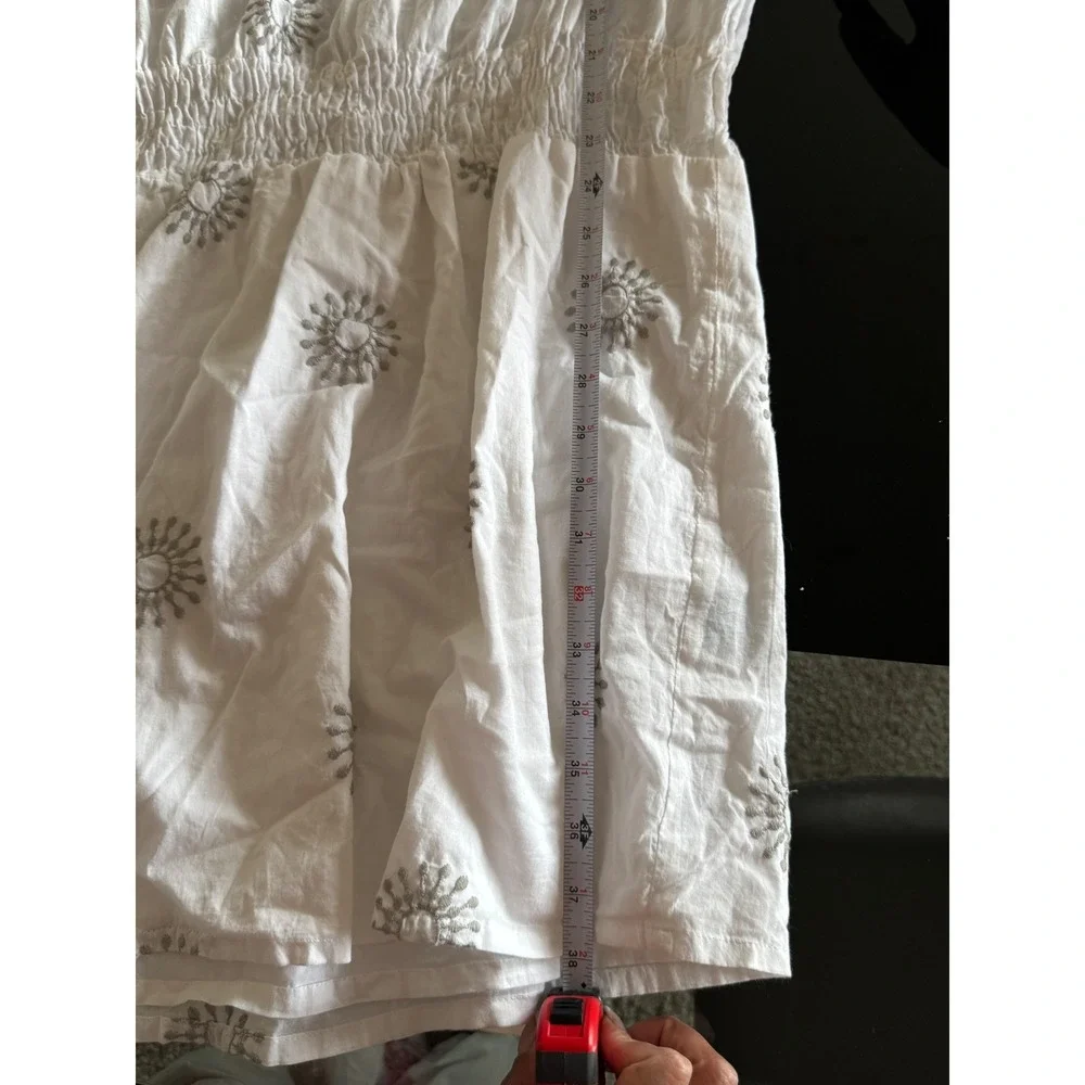 Tara Michelle Embroidered Dress Cover Up‎ White Sun Dress Beach Smocked M Q2 - Picture 5 of 5